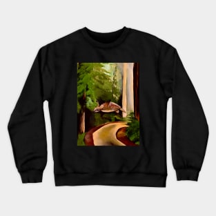 Turtle flying through redwood rainforest Crewneck Sweatshirt